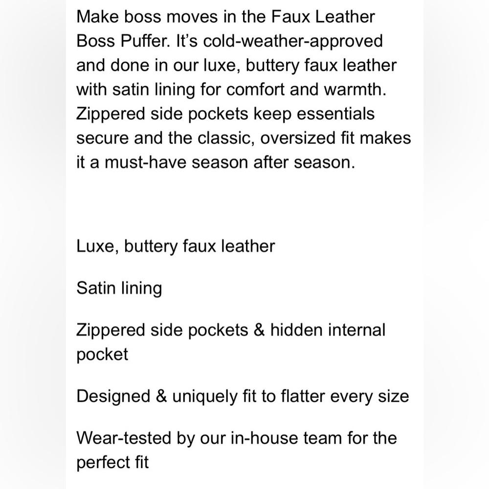 Alo Faux Leather Boss Puffer jacket in cinnamon brown L - Picture 7 of 14